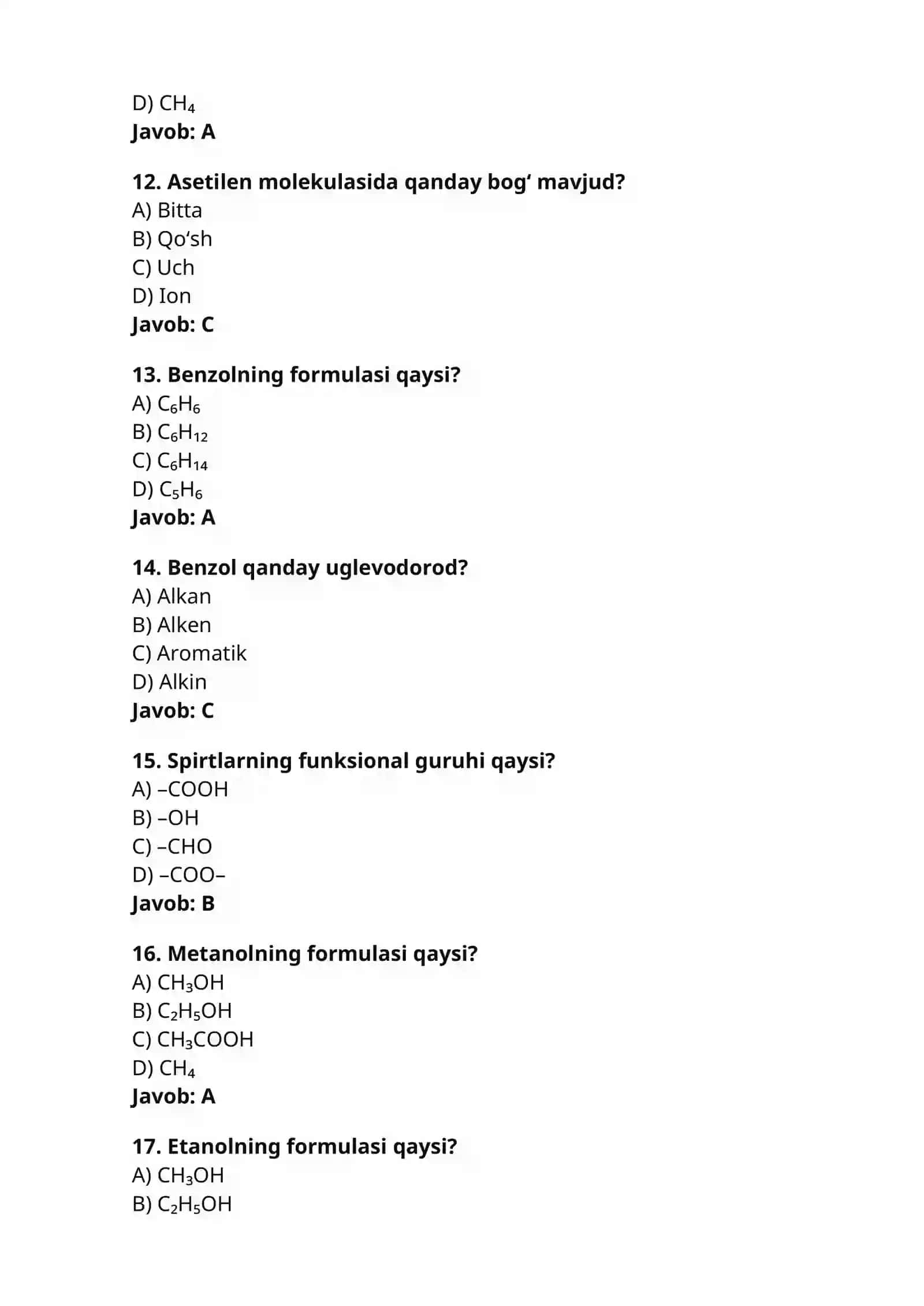 ORGANIK KIMYO —200 TA TEST 3