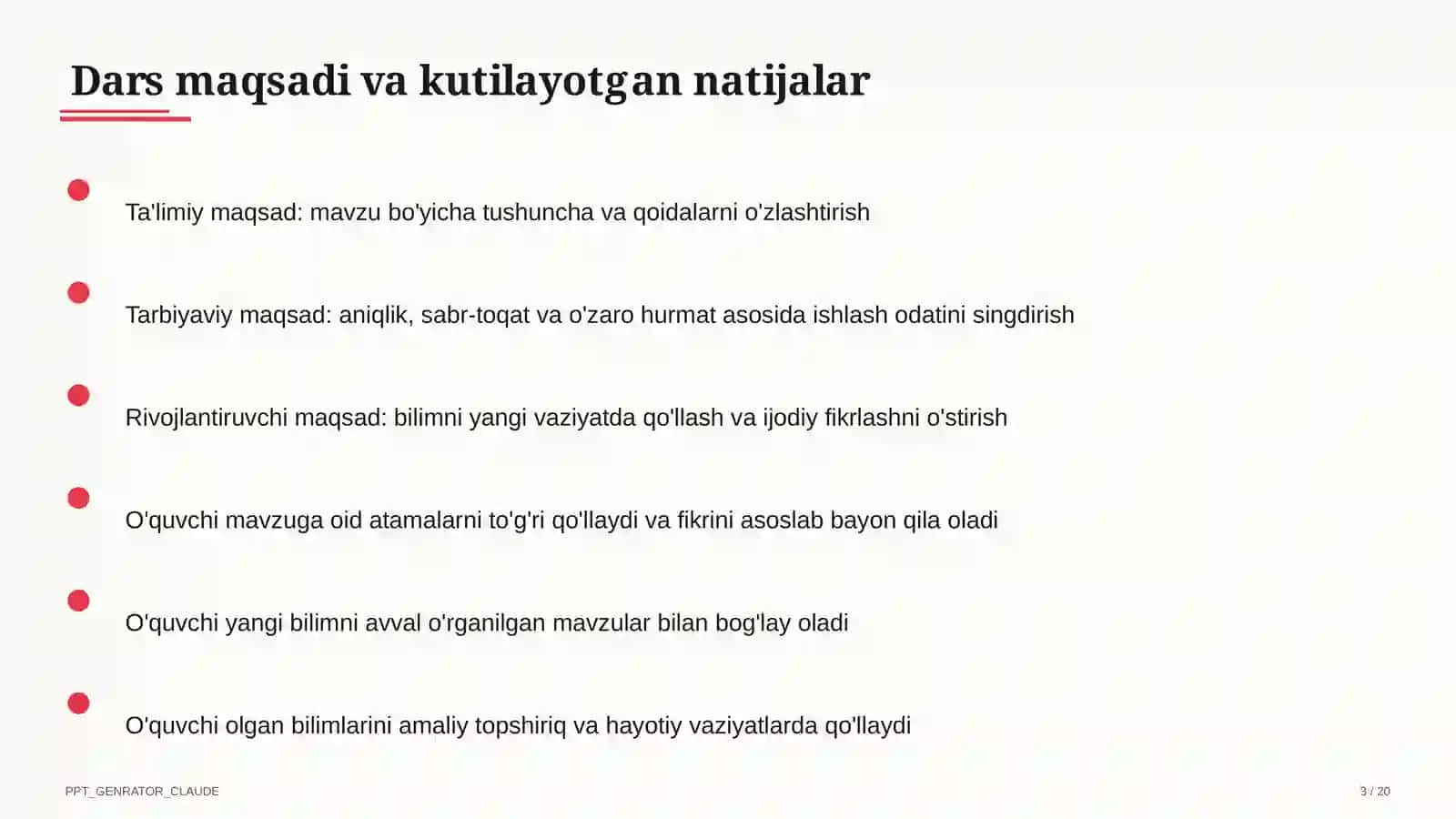 Huquq va iqtisodiyot asoslari (9–11) — ochiq dars uchun 3