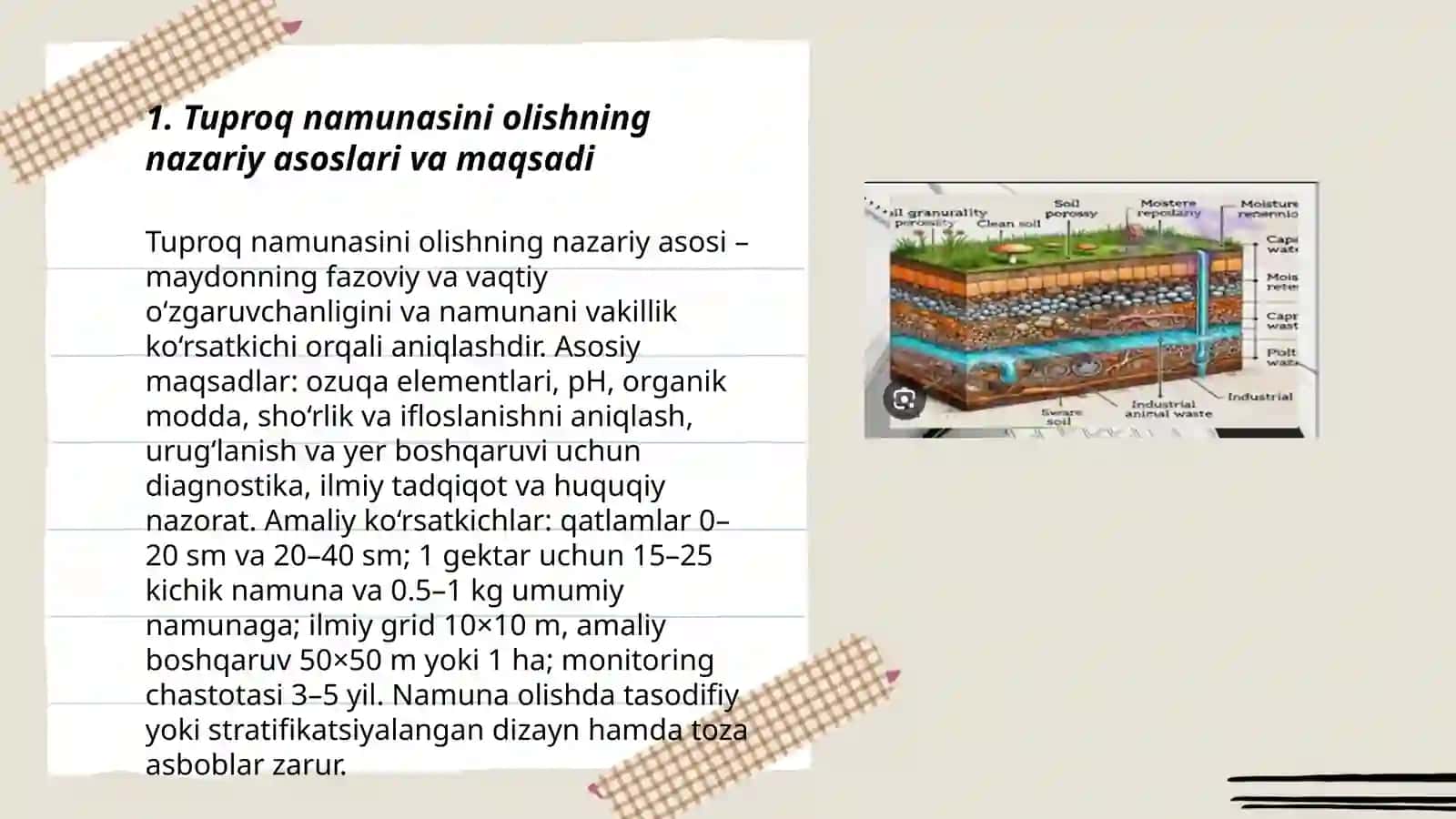Tuproqdan namuna olish texnikasi va uni tahlilga tayyorlash 3