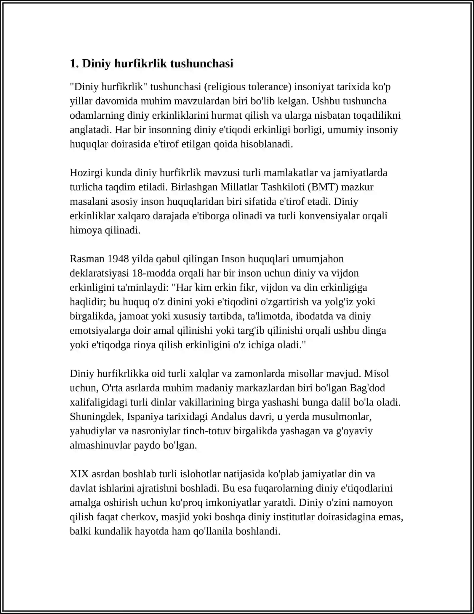 DIN VA HURFIKIRLIK MAVZUSIDAPREZINSATSIYA TAYYORLASH BERDIEVNING DINIY HURFIKIRLIK HAQIDAGI GʻOYALARINI GʻAZZOLIY GʻOYALARI BILAN QIYOSLASH 3