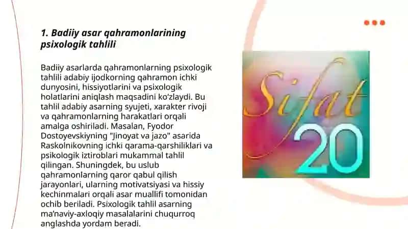 Badiiy asar qahramonlari shaxsiy sifatlarini baholashning mazmuni, usullari va metodlari 3