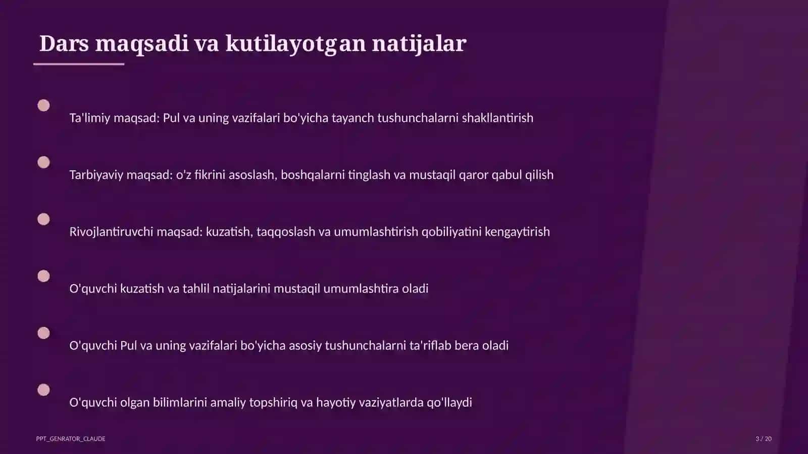 Pul va uning vazifalari (9-sinf) 3