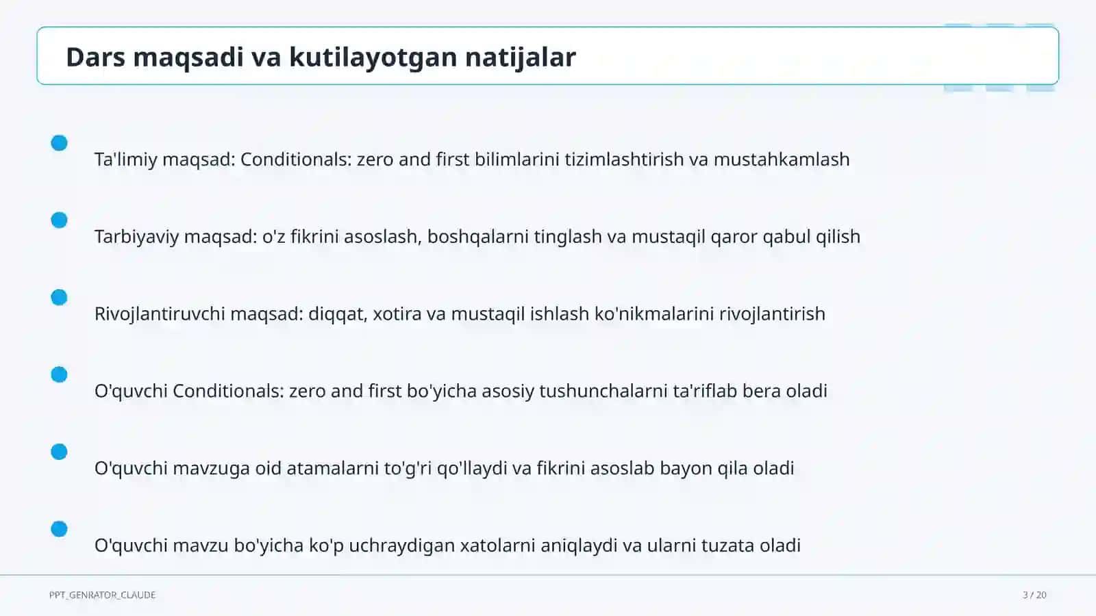 Conditionals: zero and first (8-sinf) 3
