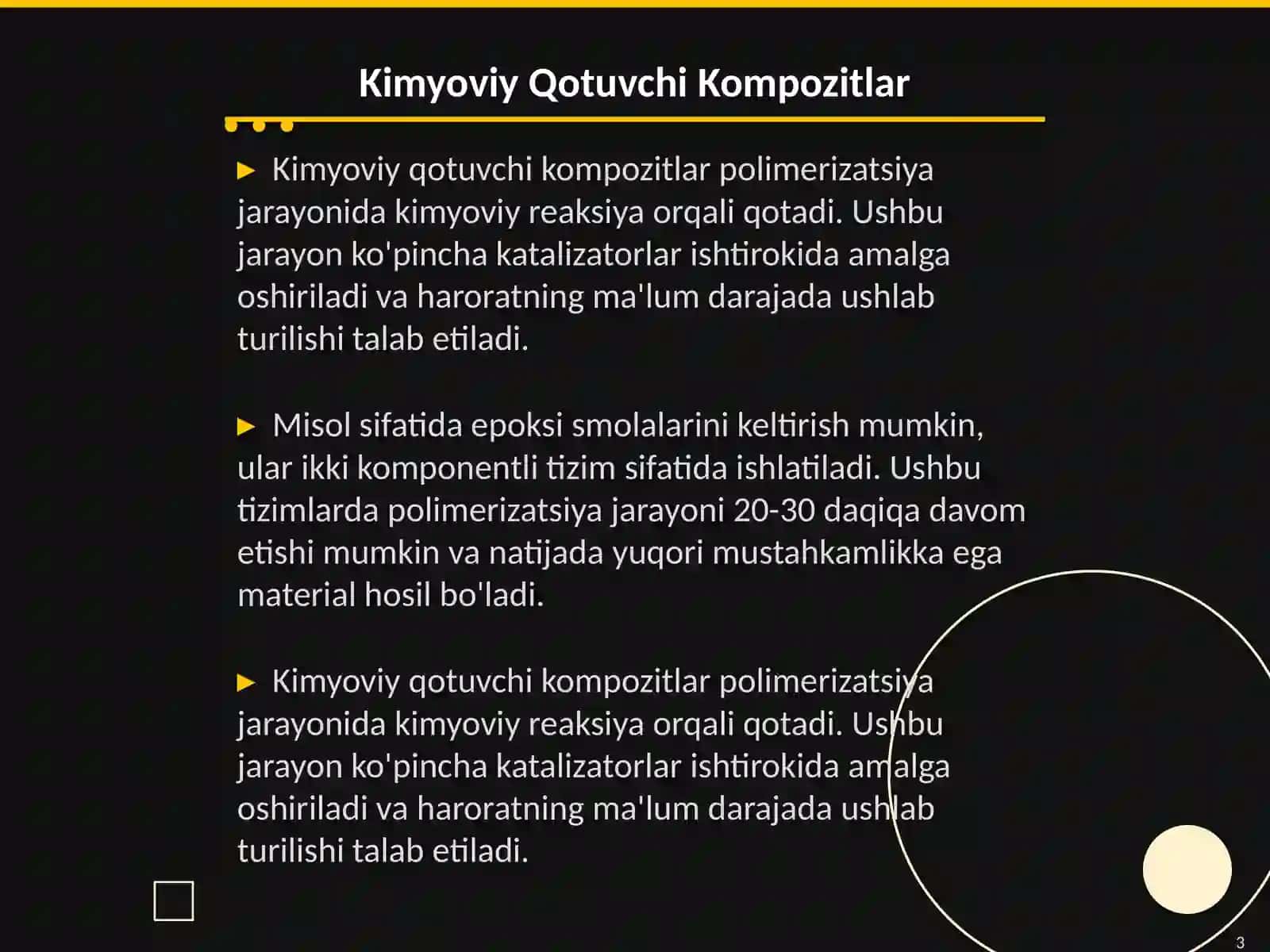 Kimyoviy va nur bilan qotuvchi kompozitlarning polimerizatsiya bosqichining õziga xos tomonlari 3