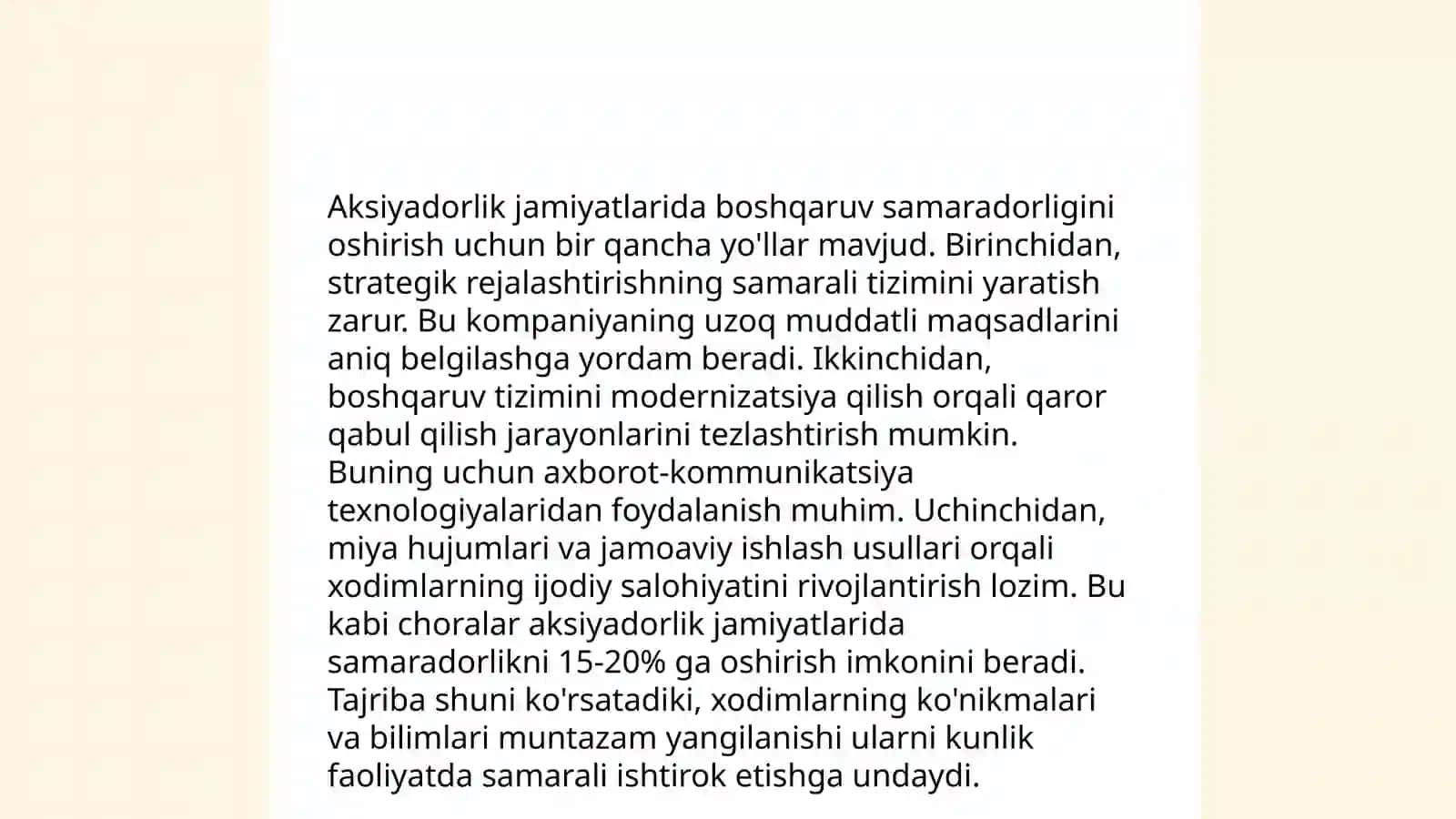 Aksiyadorlik jamiyatlarida boshqaruv samaradorligini oshirish yo'llari 3