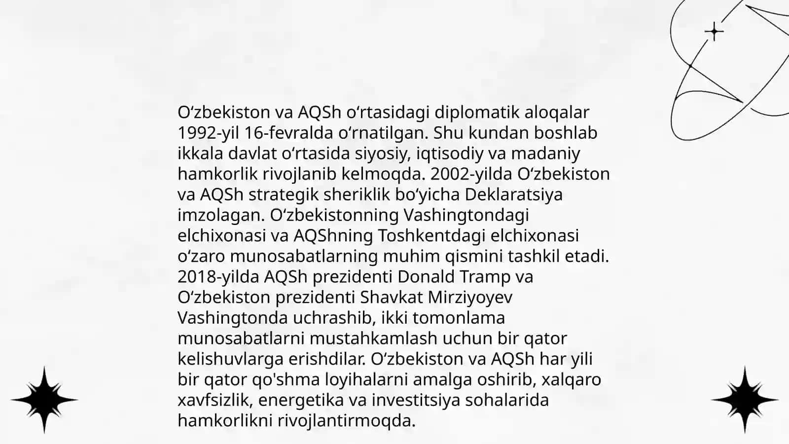 Oʻzbekiston va AQShning siyosiy va iqtisodiy munosabatlari 3