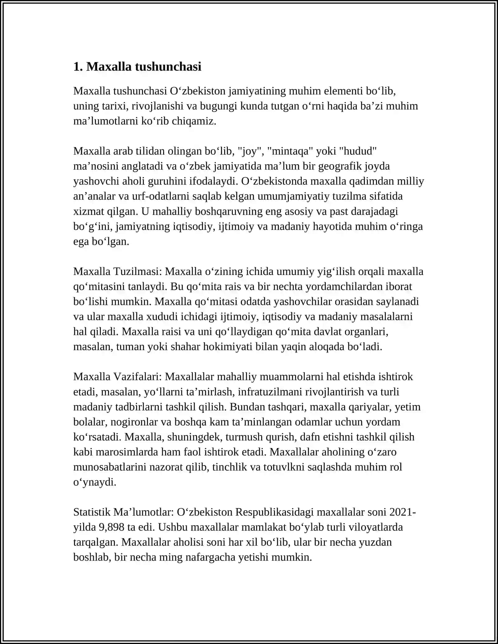 MAXALLA HAQIDA KONSPEKT 3