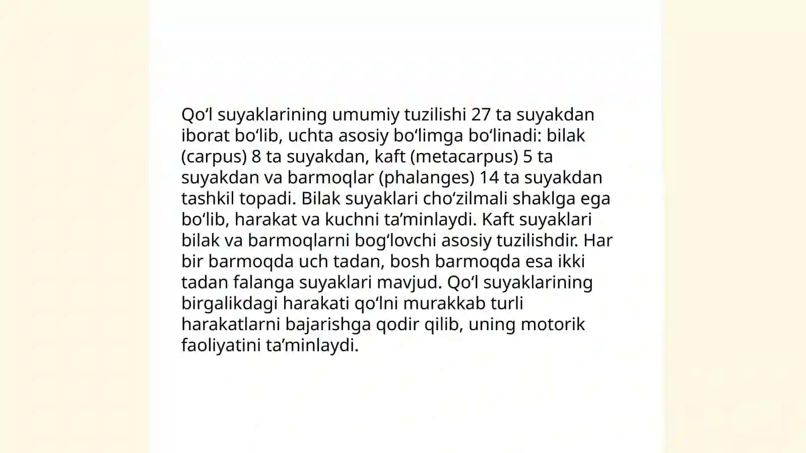 Qo'lning erkin turgan bo'limidagi suyaklari 3
