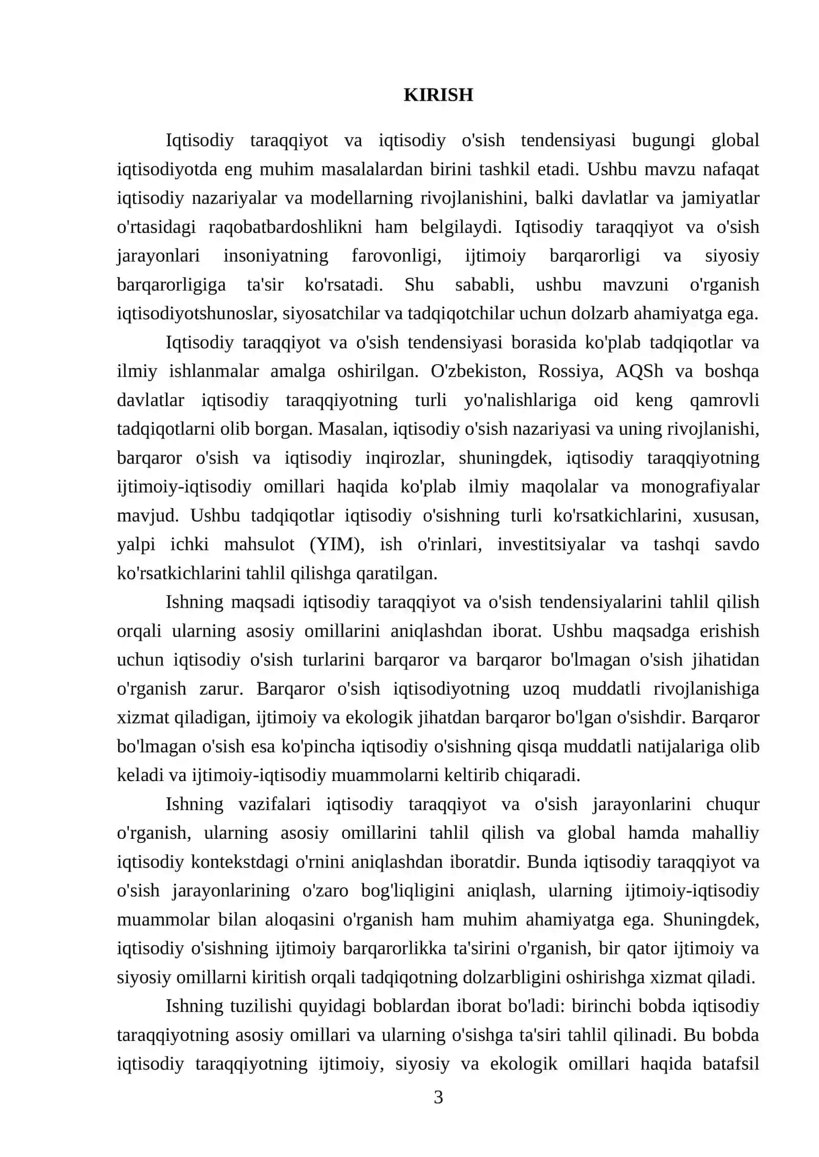 Iqtisodiy taraqqiyot va Iqtisodiy o’sish tendensiyasi 3