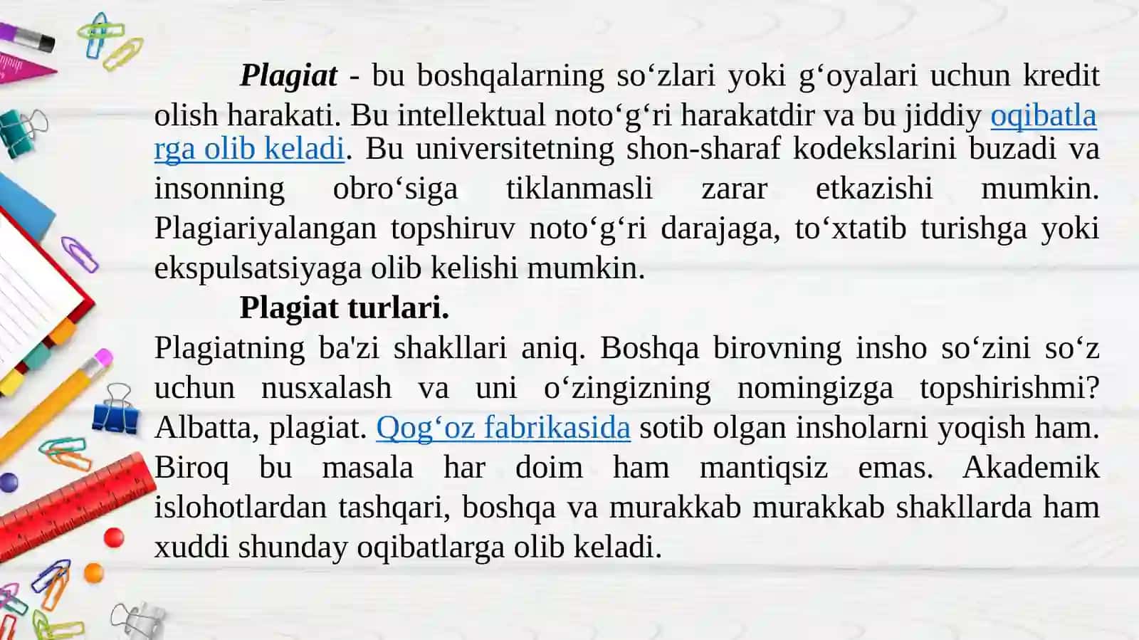 PLAGIAT VA UNGA YO‘L QO‘YMASLIK TALABLARI 3