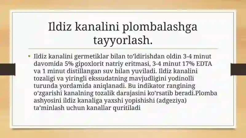 ILDIZ KANALINI PLOMBALASHDA QO’LLANILUVCHI QOTADIGAN MALHAMLAR 3