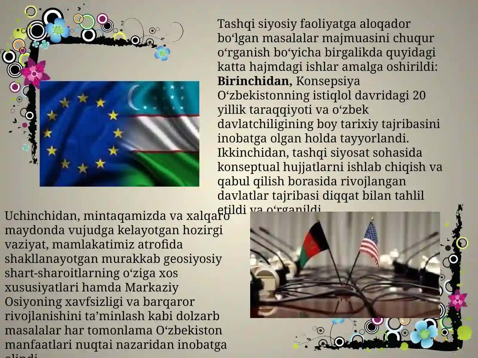 O'zbekiston Respublikasi tashqisiy siyosati 3