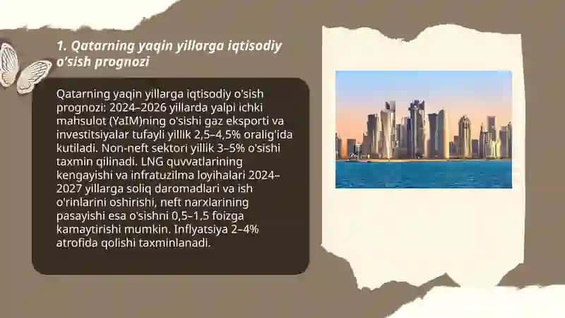 Qatarning yaqin yillarga iqtisodiy o'sish prognozi 3