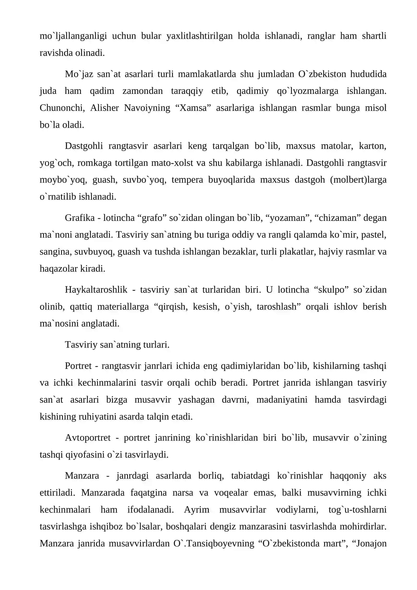 Tasviriy sanatning taraqqiyoti 3