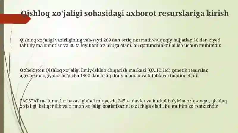 Qishloqxo‘jaligi da sohaga oidaxborotresurslari 3