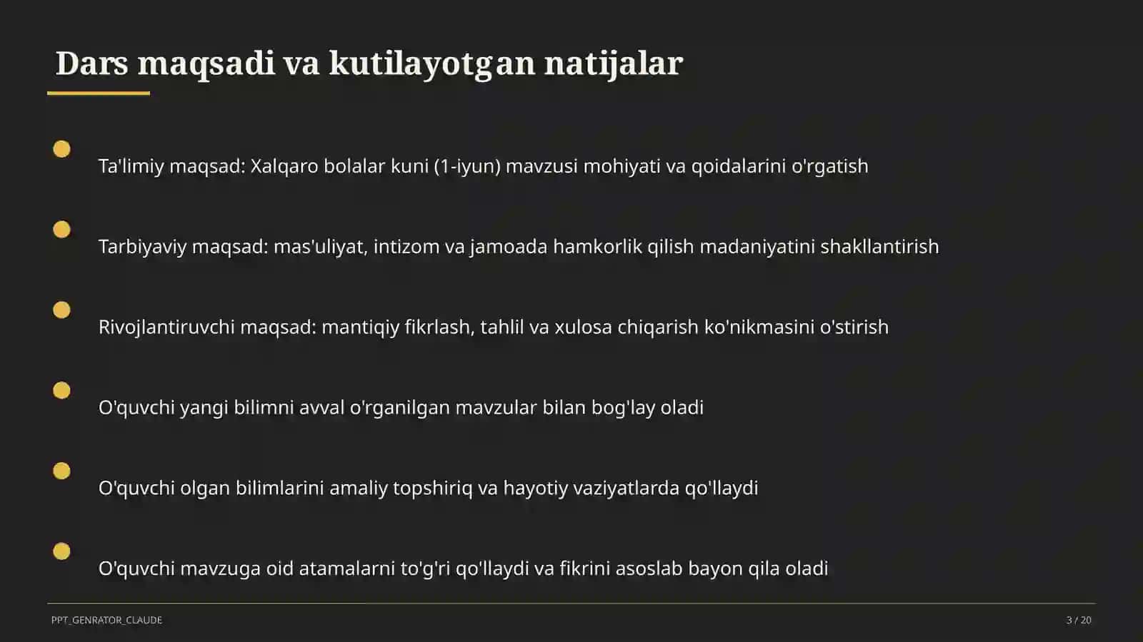 Sinf soati va tarbiyaviy tadbirlar (1–11) — o'qituvchilar uchun 3