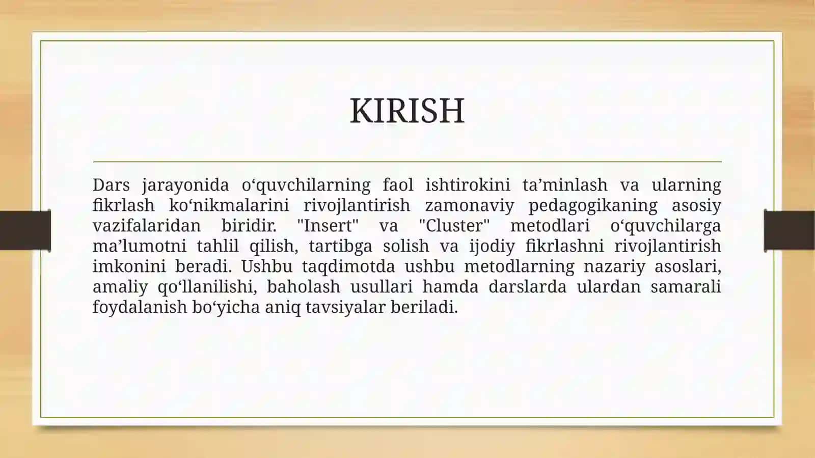 Darsda "Insert", " Cluster" metodlaridan foydalanish 3