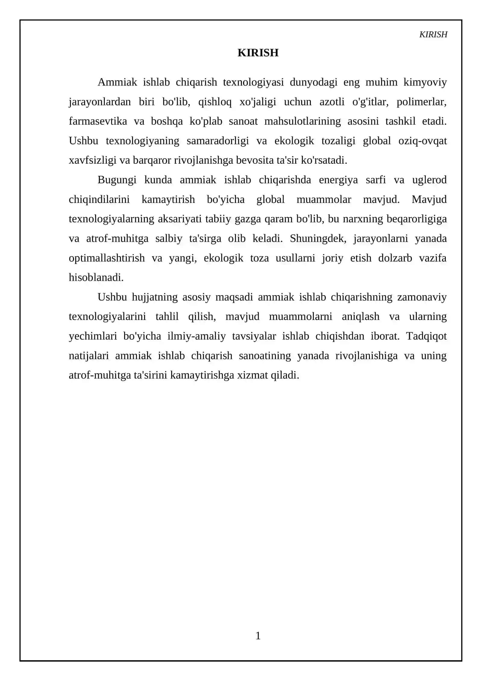 Ammiak ishlab chiqarish texnologiyasi 3