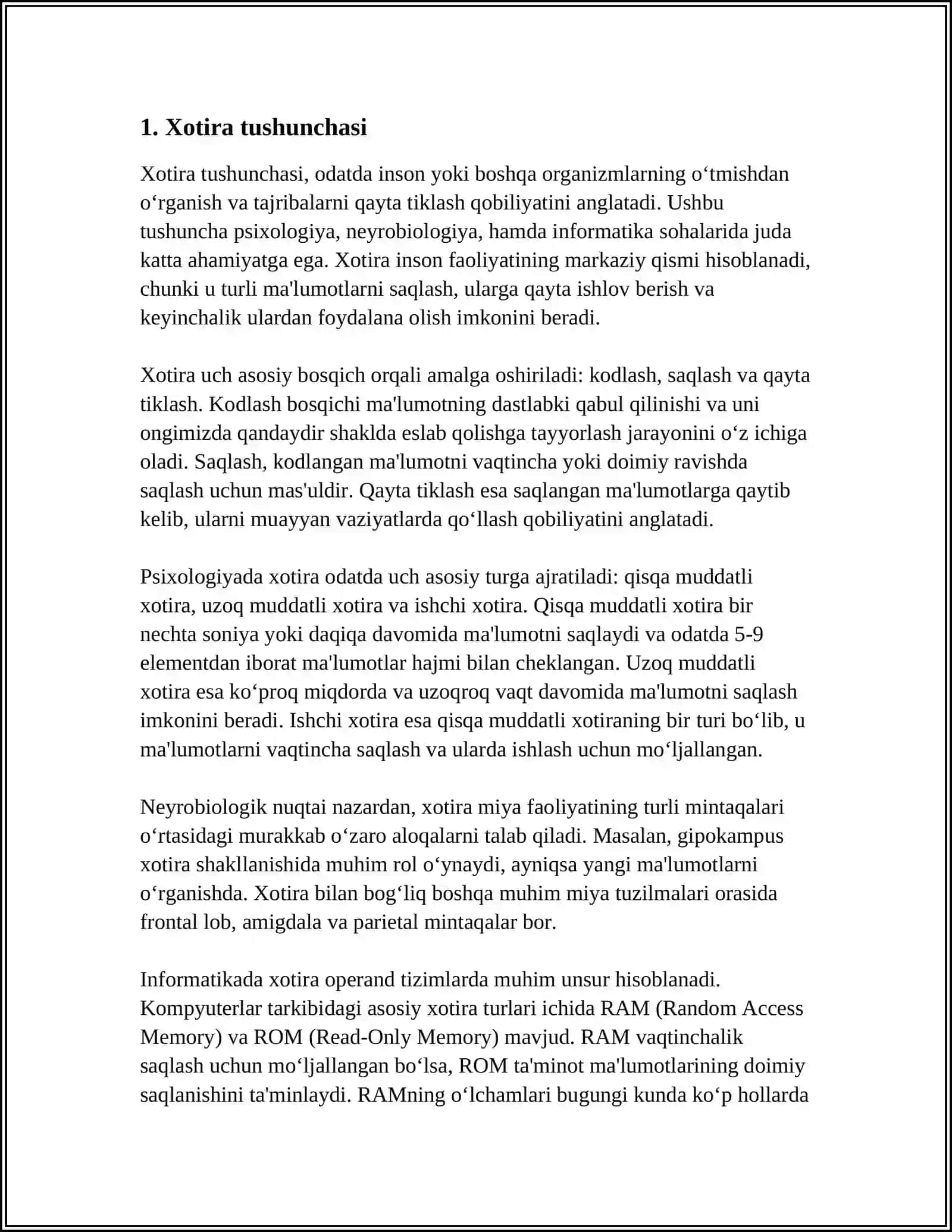 Xotira va Xotira Buzilishlari 3