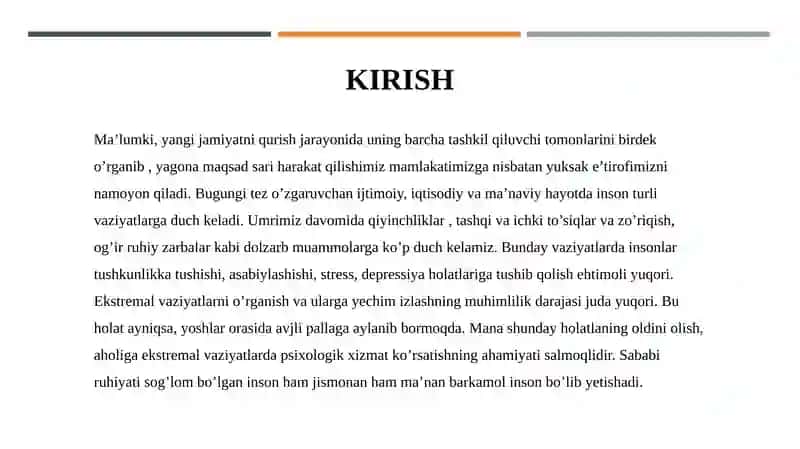 Ekstremal vaziyatlarda ruhiy zo‘riqishga tushib qolgan insonlarga psixologik yordam ko'rsatish 3