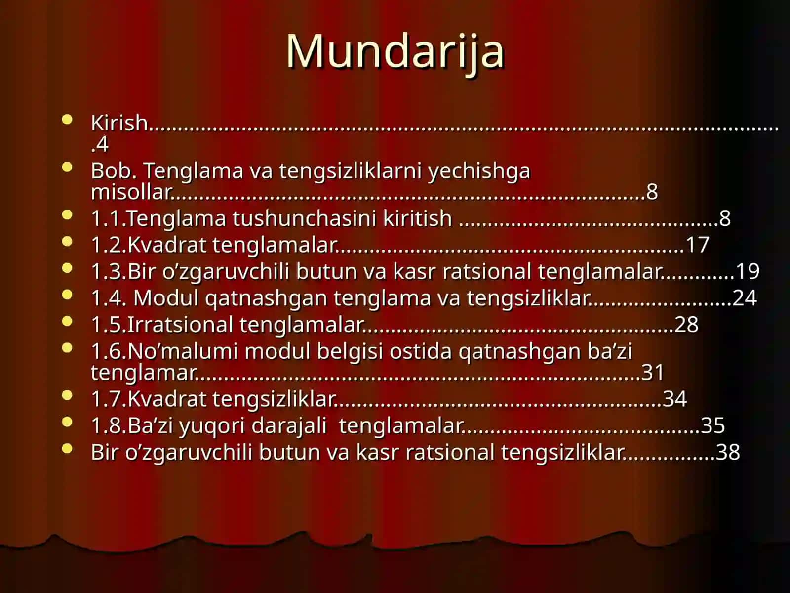 “Тенглама ва тенгсизликларни ечиш методлари” 3