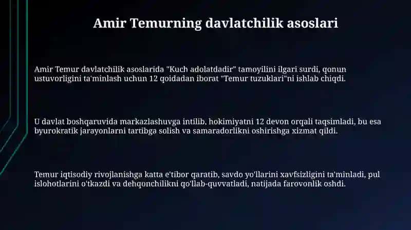 Amir Temurning davlatchilik faoliyati 3