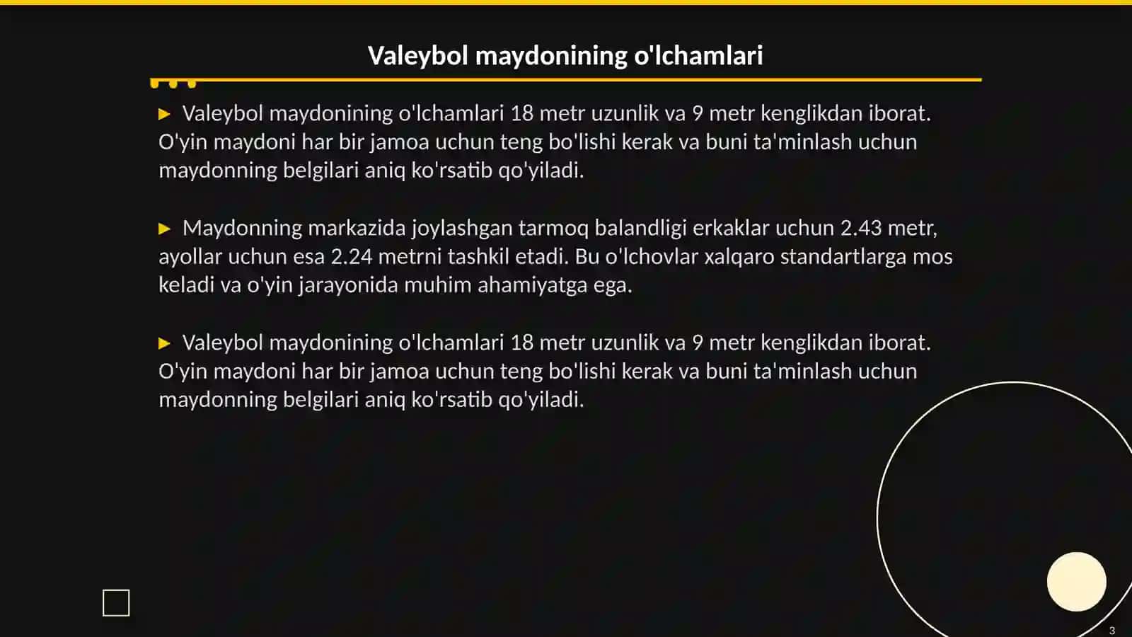 Valeybol sport turining maydoni òlchamlari va jihozlari 3
