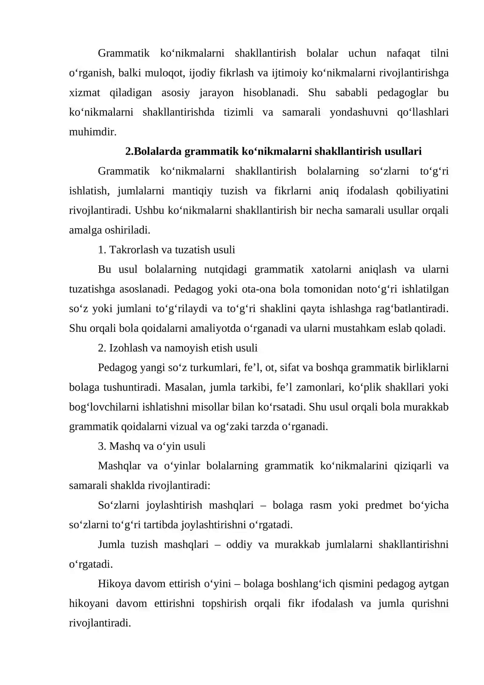 Grammatik ko‘nikmalarni shakllantirish usullari va yo'llari 3