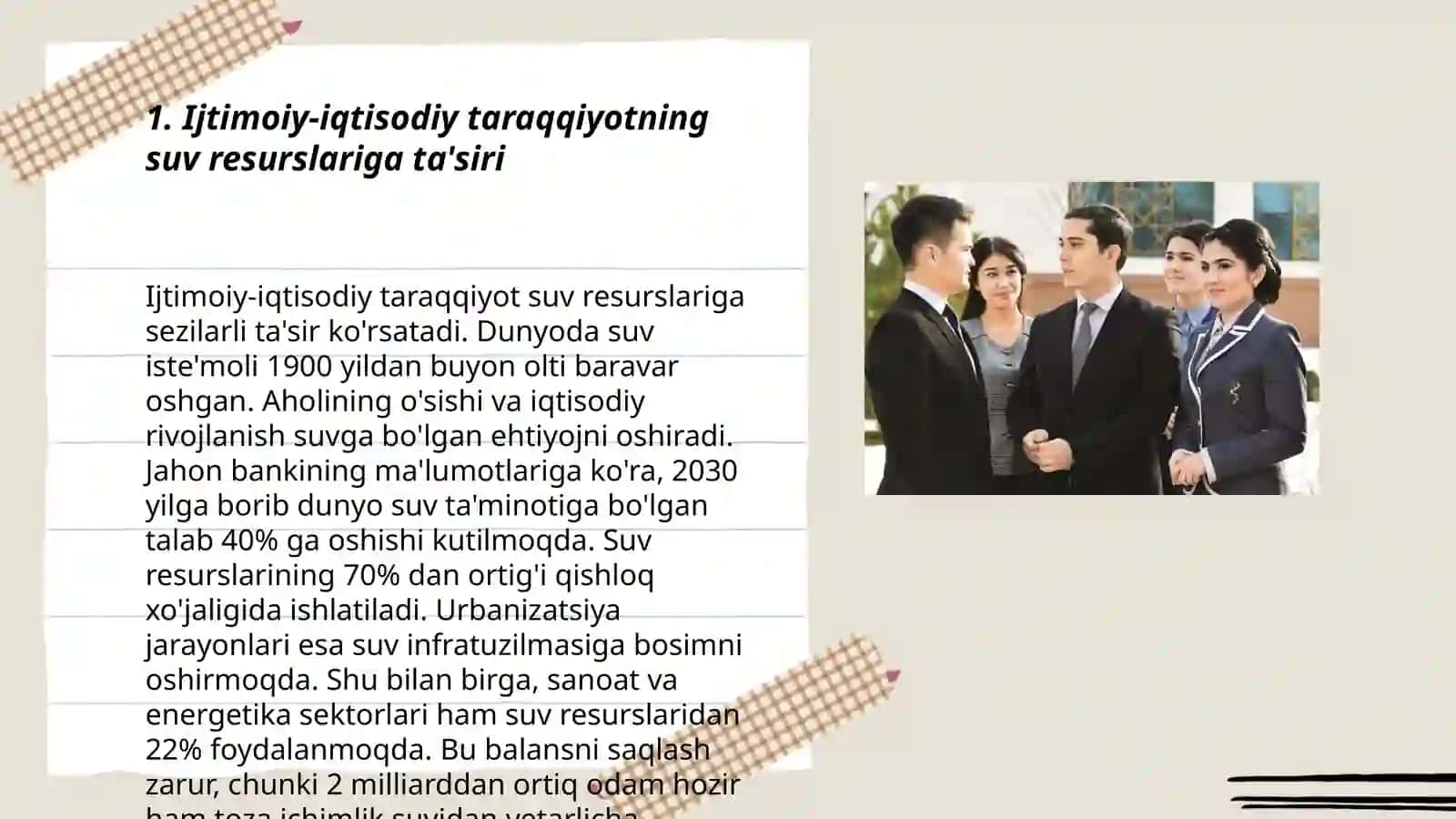 Ijtimoiy- iqtisodiy jihatlari va suvga boʻlgan ehtiyoj 3