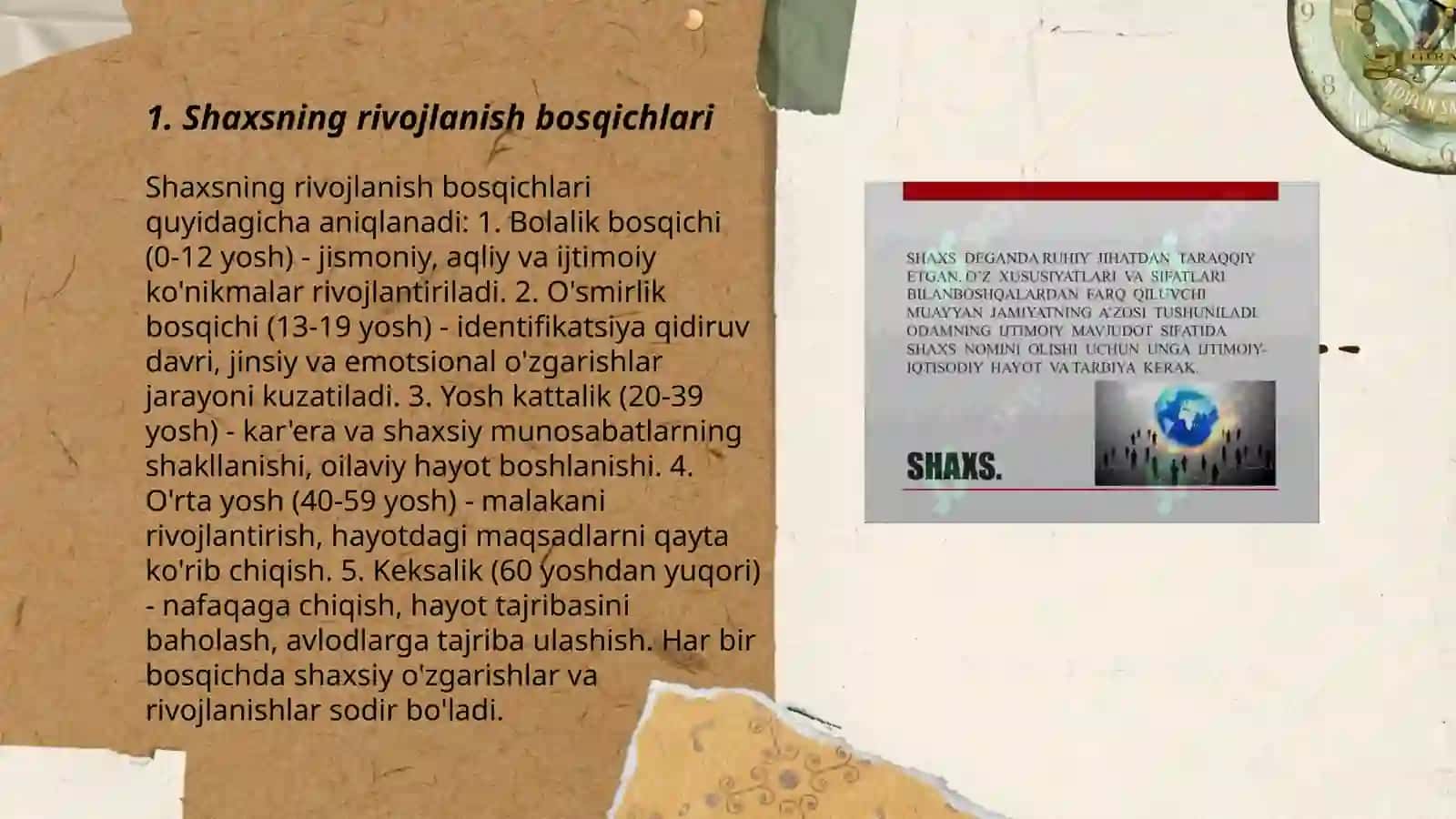 Shaxsning rivojlanishi,tajribasi va ijtimoilashuvi 3
