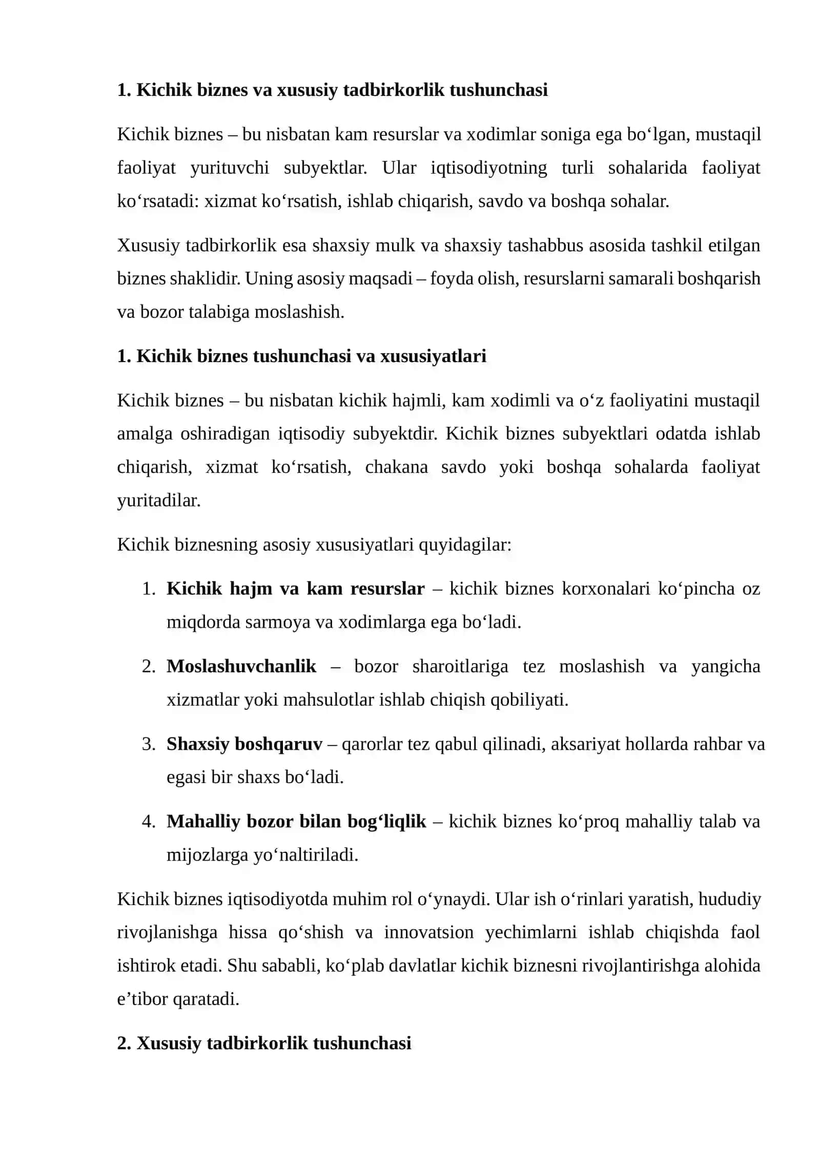 Kichik biznes va xususiy tadbirkorlik subyektlari faoliyatini tahliil qilishda ekonomik modellardan foydalanish 3