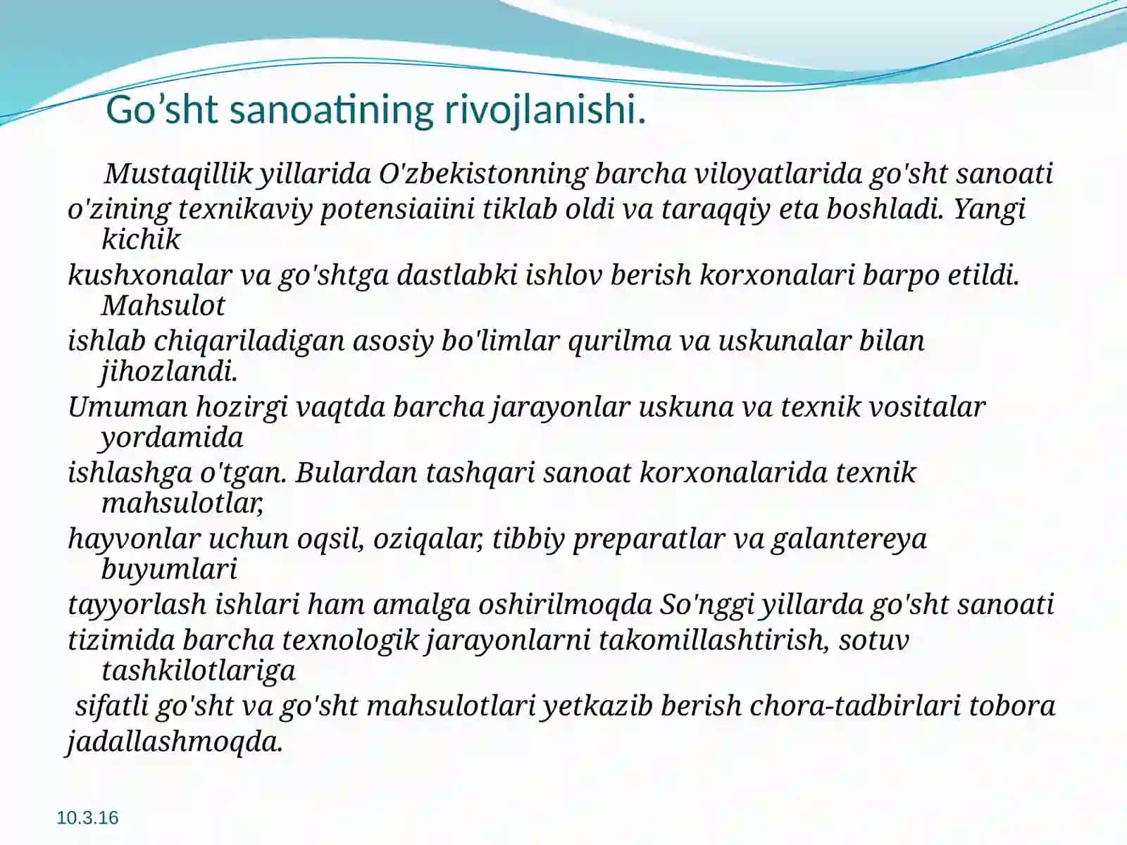 Go’shtmahsulotlari ishlab chiqarish biotexnologiyasi 3