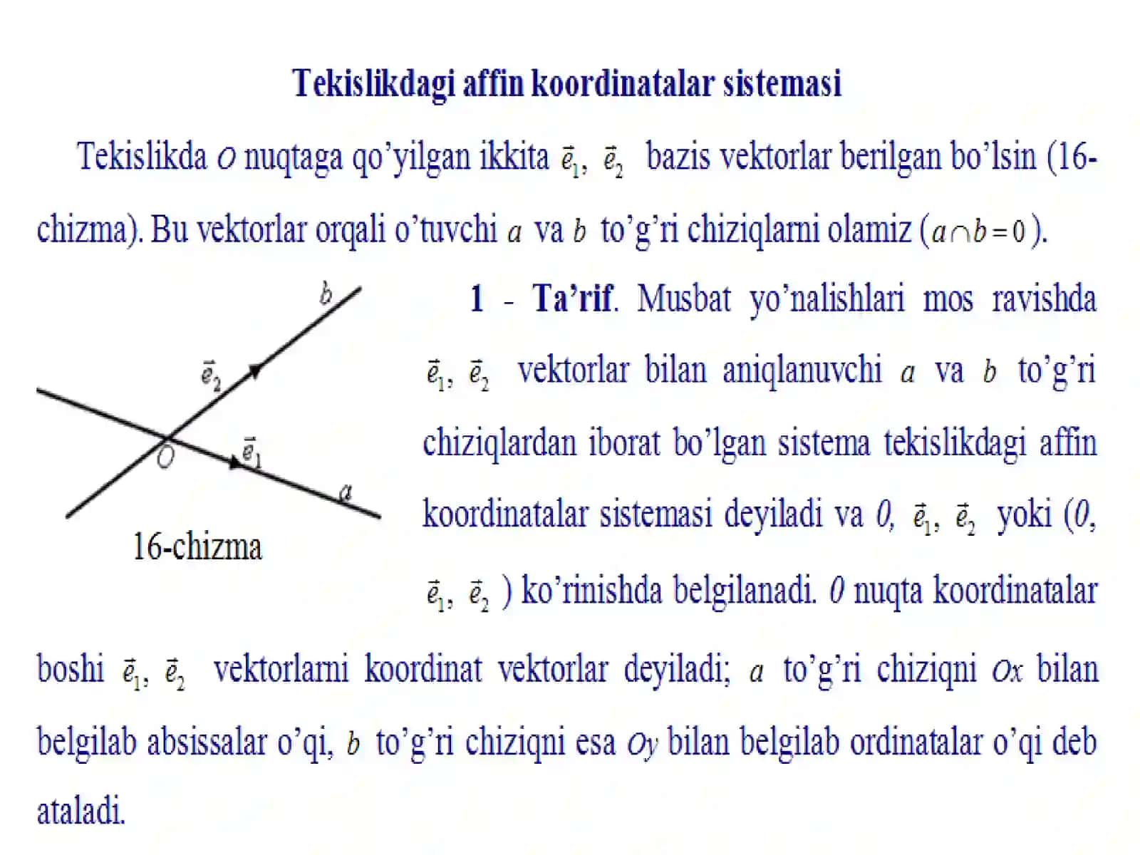 Tekislikdagi affin koordinatalar sistemas 3