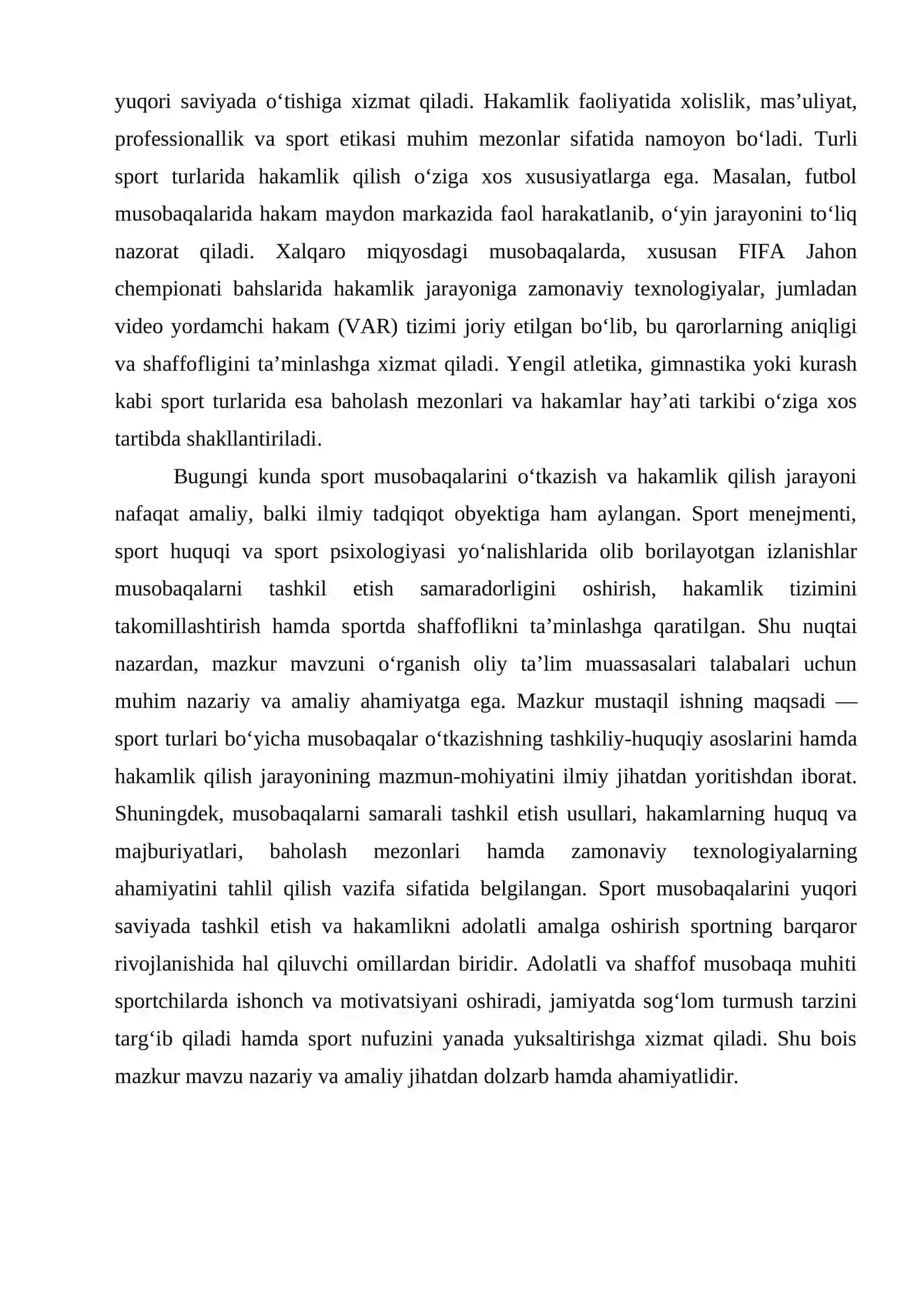Sport turlari boʻyicha musobaqalar oʻtkazish va hakamlik qilish 3