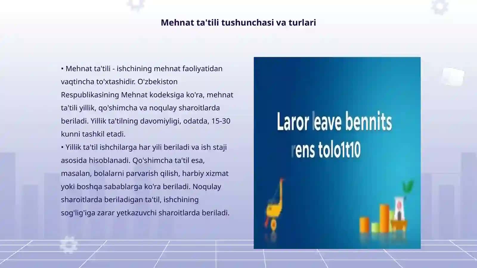 Mehnat ta'tili, xizmat safari va vaqtincha mehnatga qobilyatsizligi bo'yicha nafaqa pulini xisoblash 3
