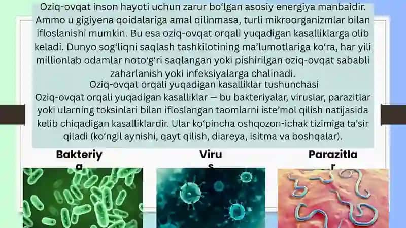 Oziq-ovqat kasalliklarini keltirib chiqaradigan mikroorganizmlar 3