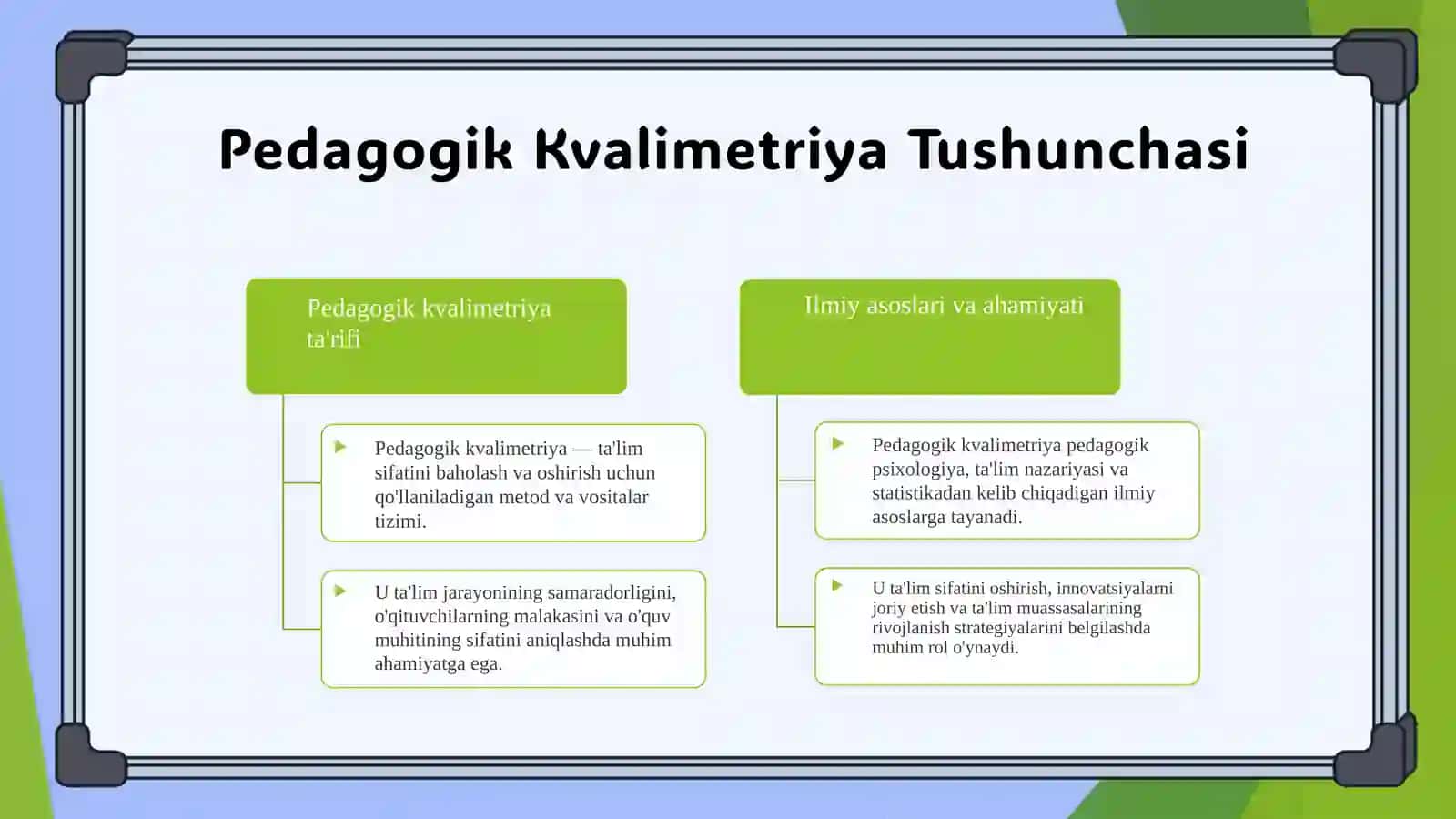 Pedagogik kvalimetriyaning mazmuni taqdimot 3