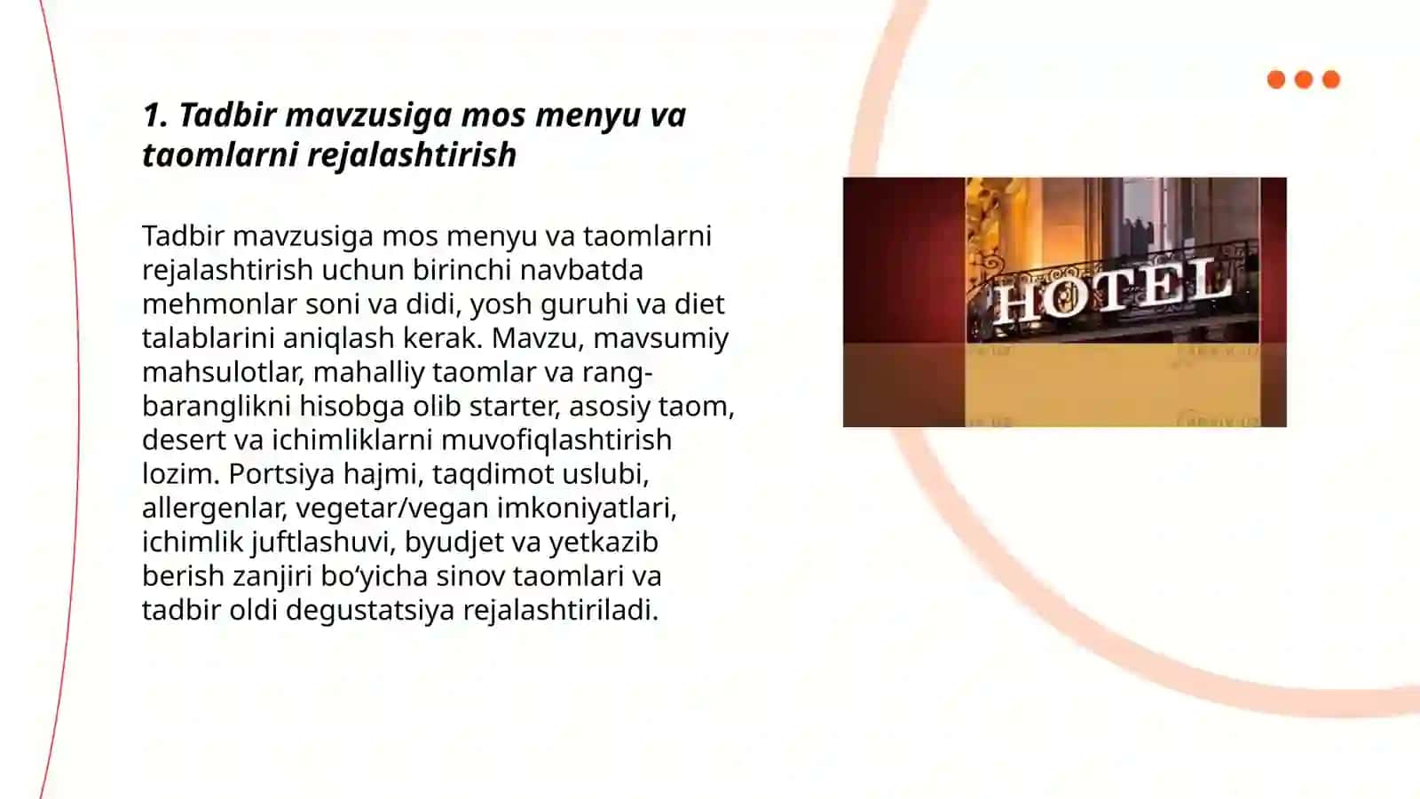 Mehmonxona ovqatlantirish maskanlari uchun tadbir dasturlar 3