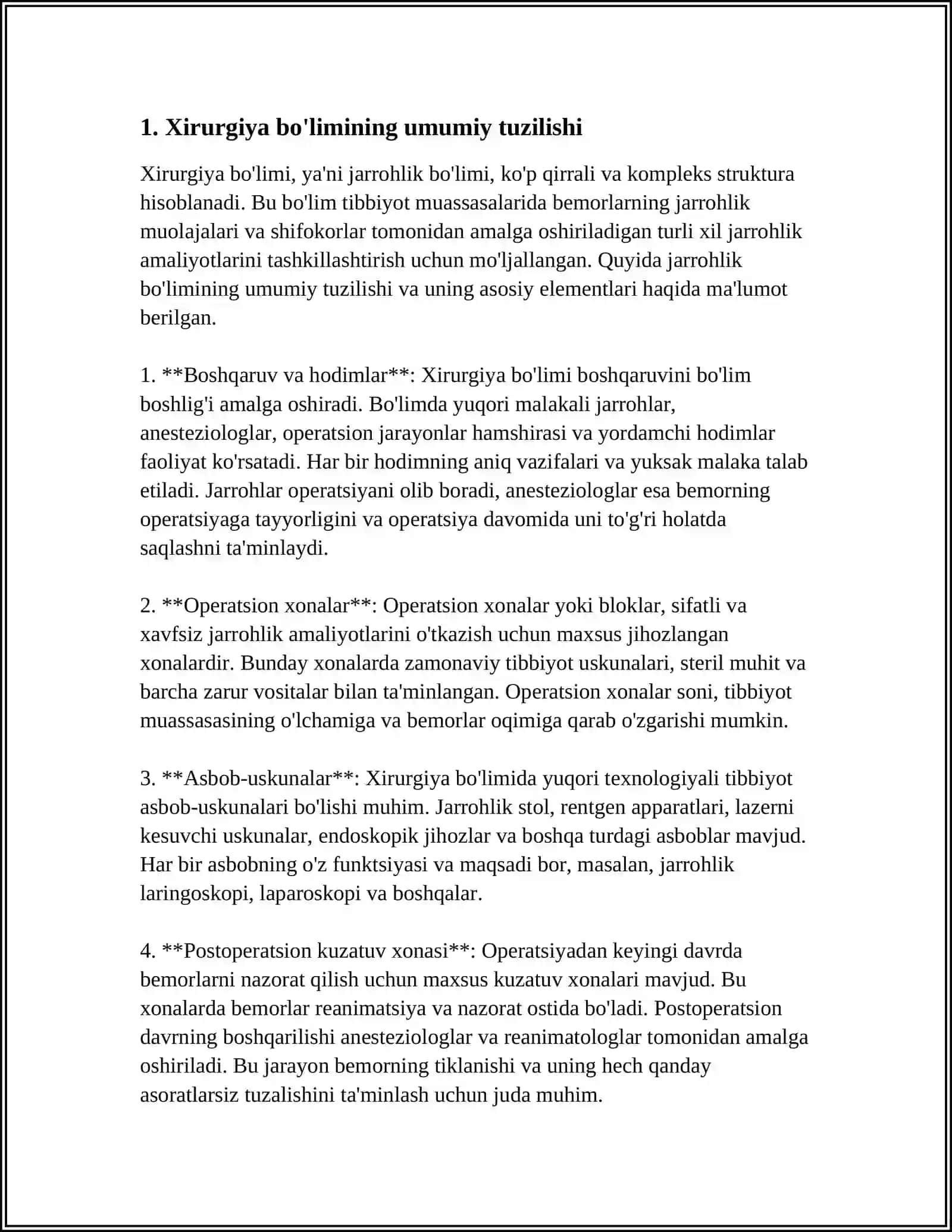 XIRURGIYA BOLIMI TUZILMASI VA UNI ISHINI TASHKIL QILISH 3