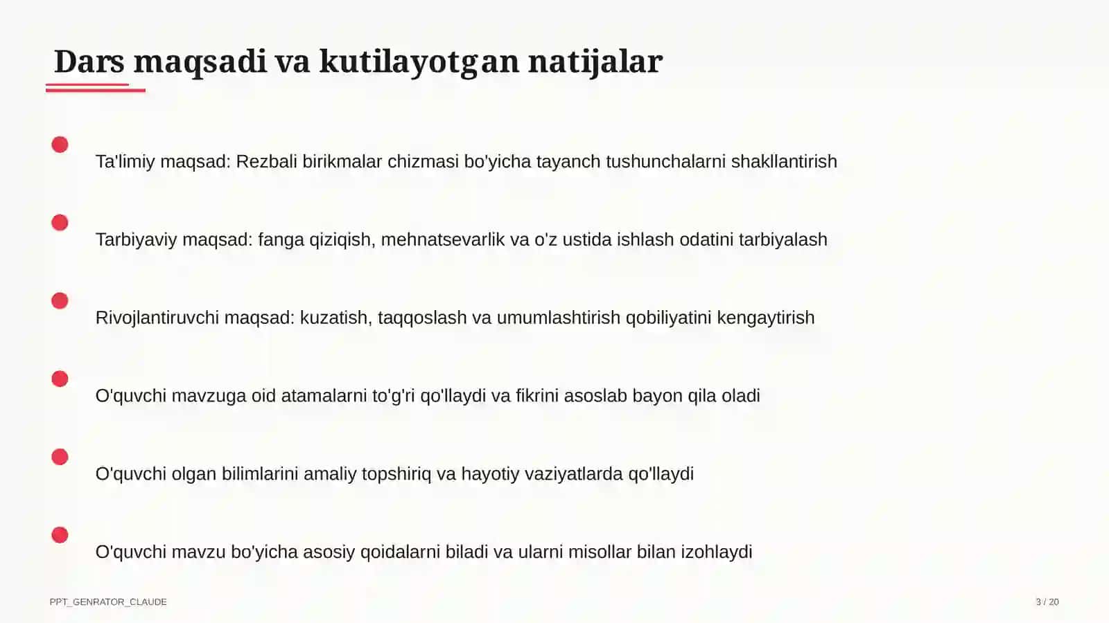 Rezbali birikmalar chizmasi (9-sinf) 3