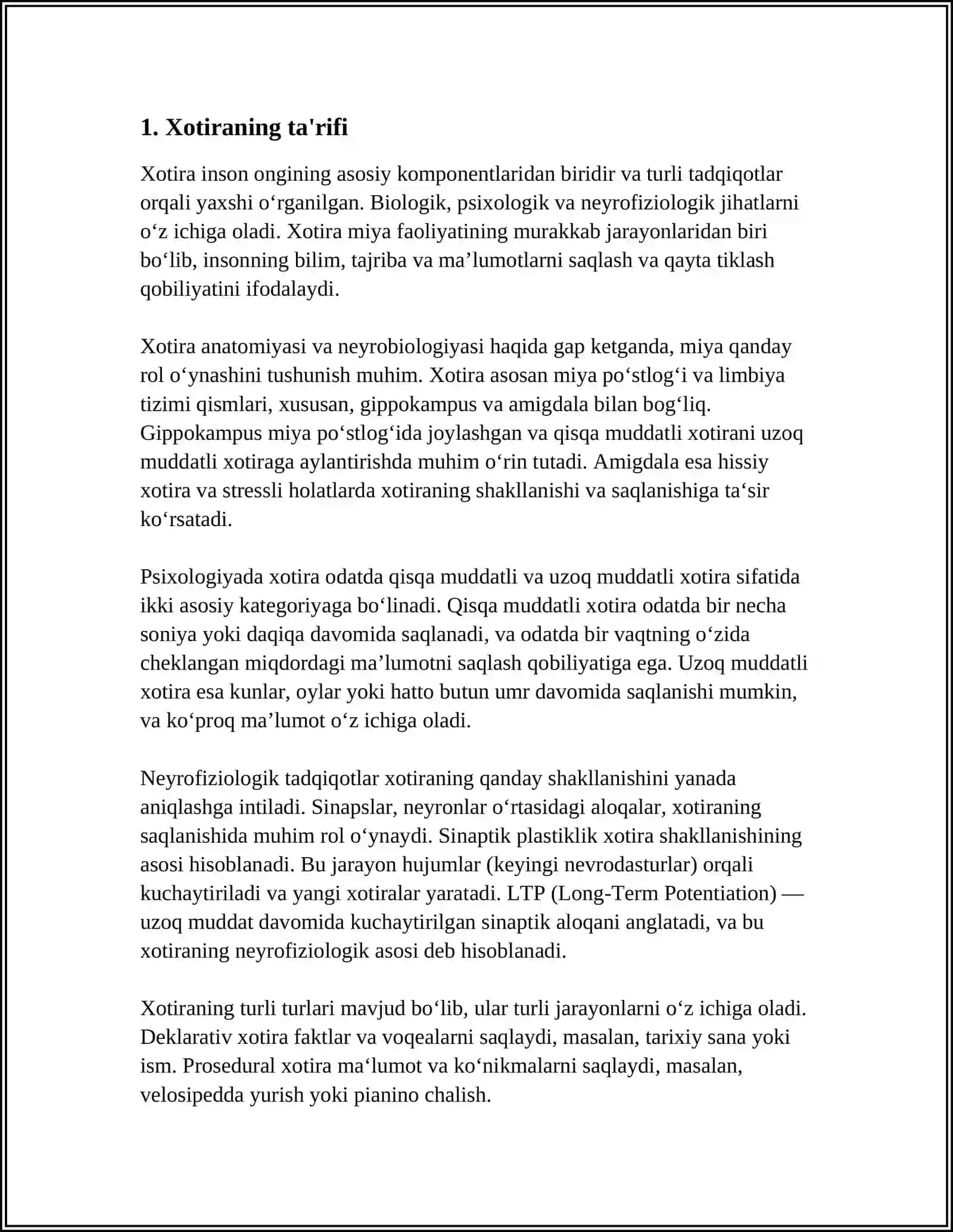 XOTIRA TURLARI VA UNING JARAYONLARI 3