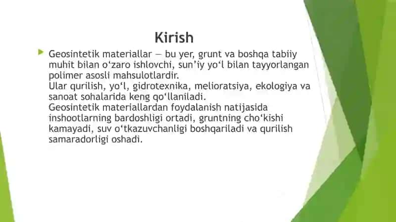 Geosintetik materiallarning qo‘llanilishi 3