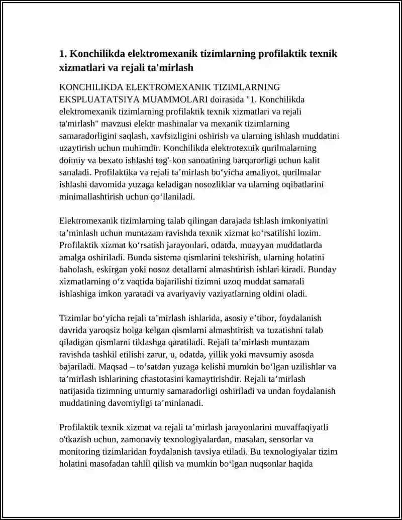 KONCHILIKDA ELEKTROMEXANIK TIZIMLARNING EKSPULATATSIYA MUAMMOLARI 3