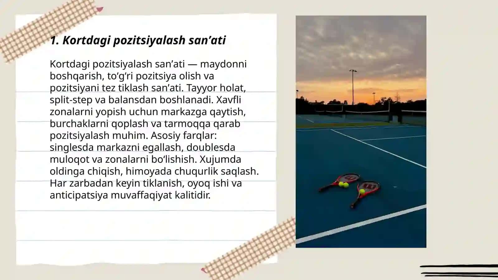 Tennis: kuch, aql va sabr uyg‘unligi 3