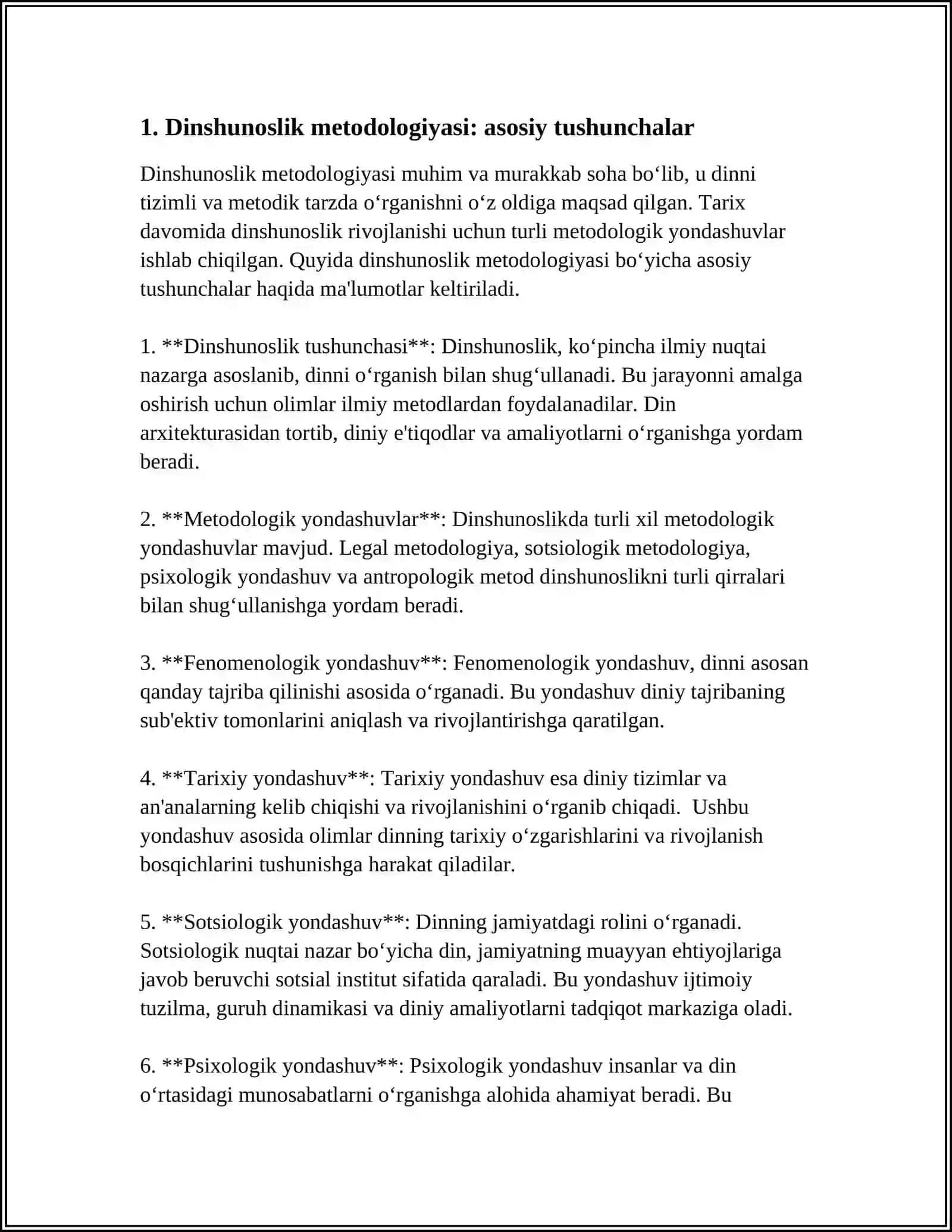 DINSHUNOSLIK METODOLOGIYASI VA DINLARNING TASNIFI 3