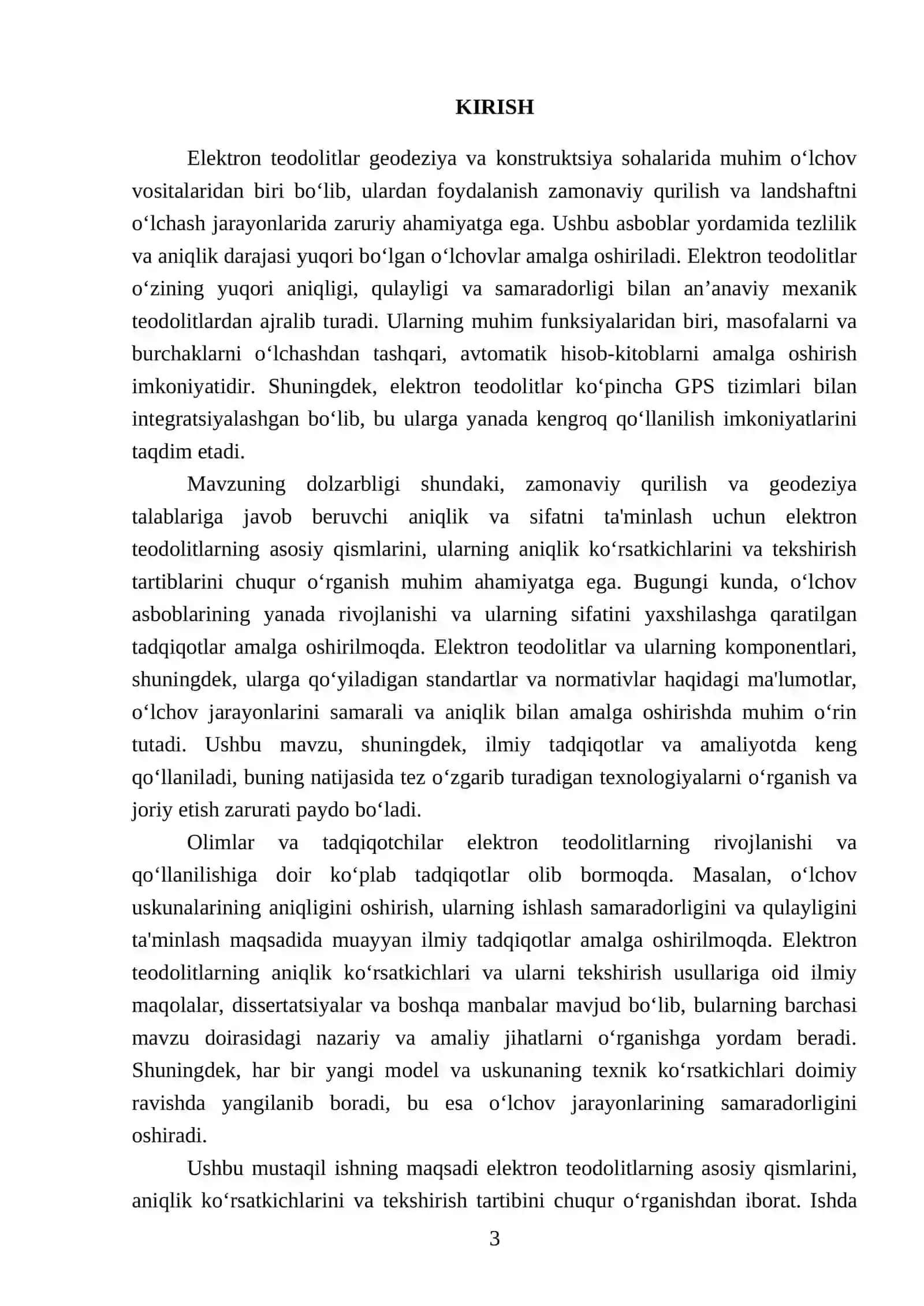 Elektron teodolitlarning asosiy qismlari, aniqlik ko‘rsatkichlari va tekshirish tartibi 3