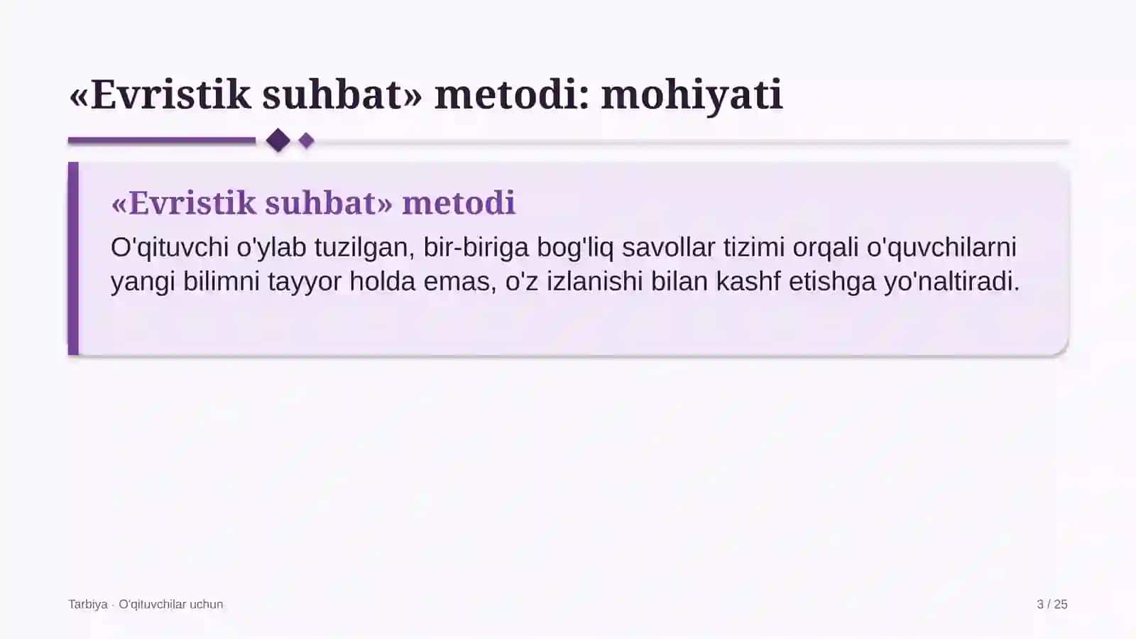 tarbiya darslarida evristik suhbat metodidan foydalanish 2198 3