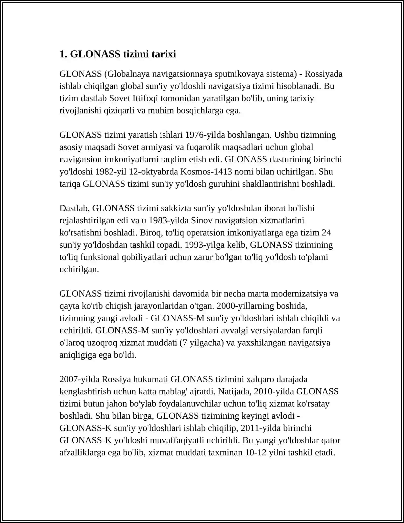 GLONOSS TIZIMI HAQIDA MALUMOT 3
