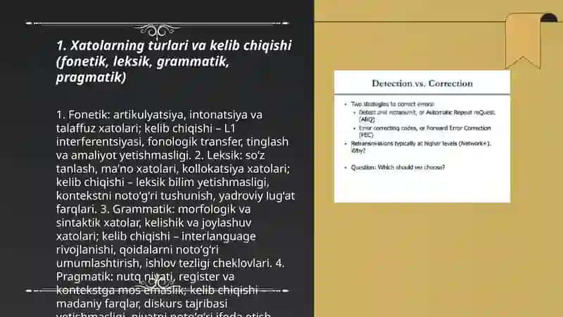 Xatolarning turlari va kelib chiqishi (fonetik, leksik, grammatik, pragmatik) 3