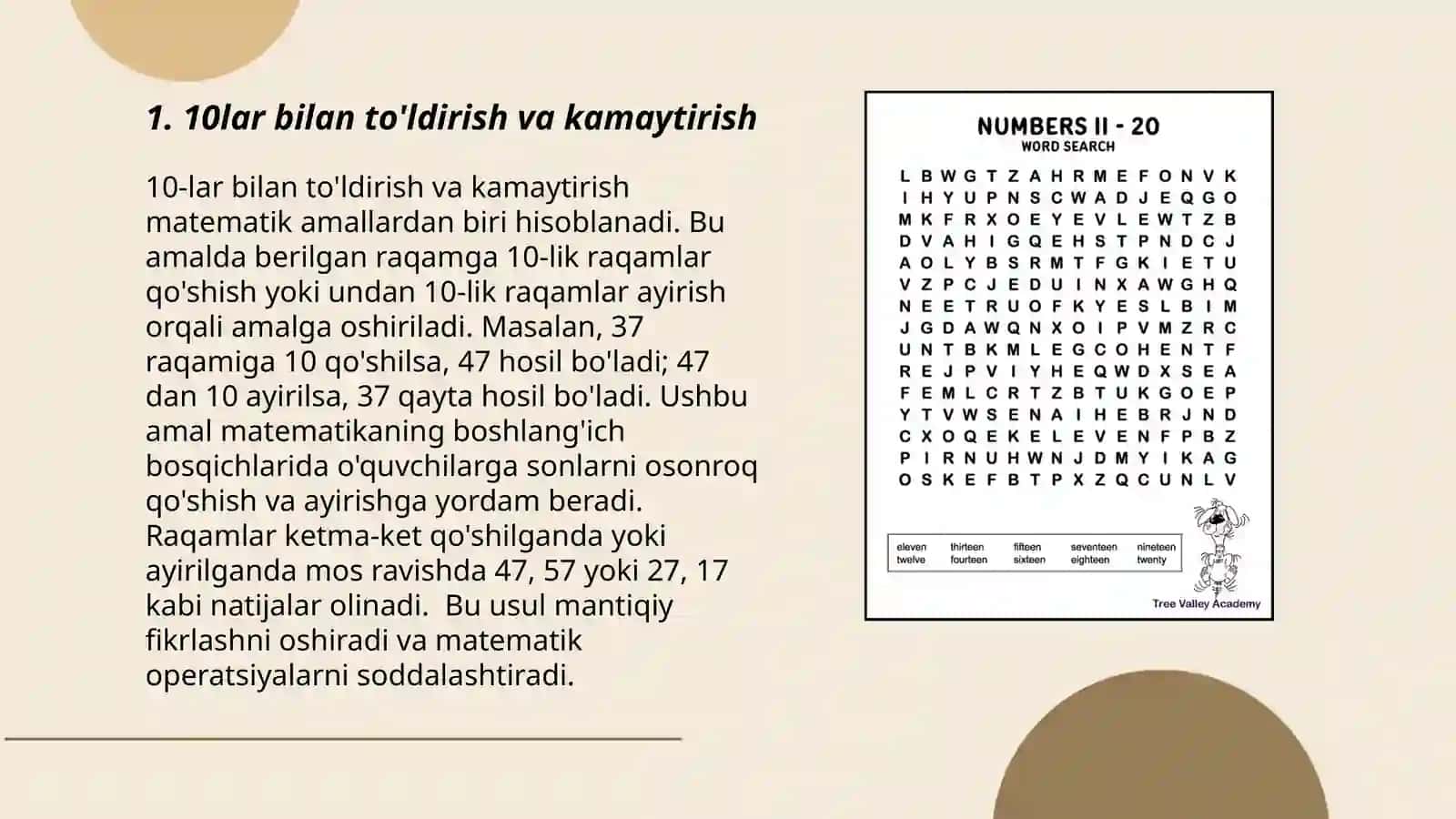 Kansentlar (10 100 1000)lar ustida masalalar ishlash 3